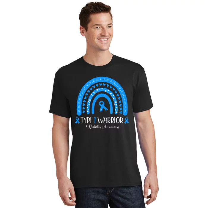 Diabetes Awareness Type 1 Warrior T1D Blue Ribbon T-Shirt