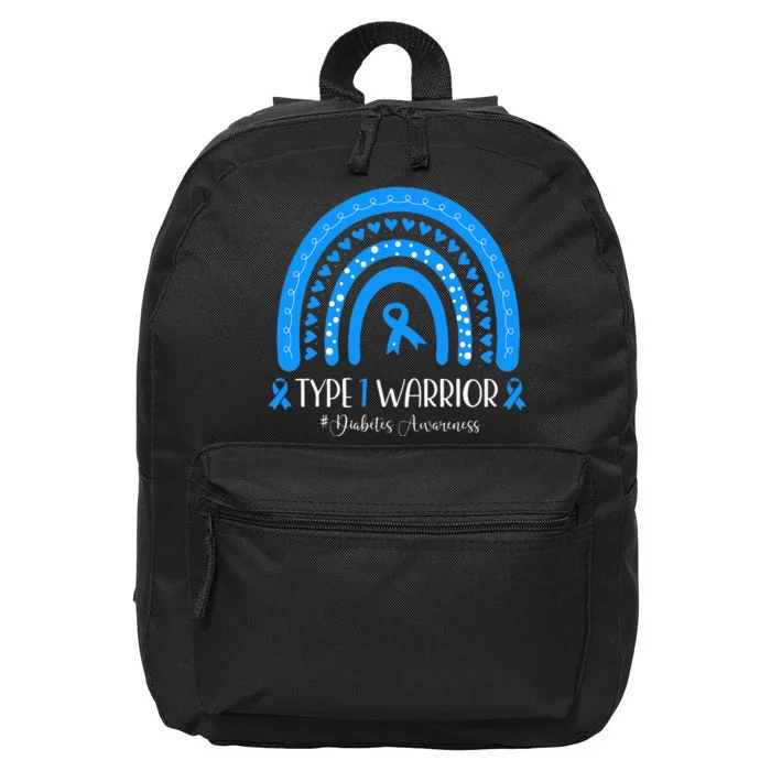 Diabetes Awareness Type 1 Warrior T1D Blue Ribbon 16 in Basic Backpack