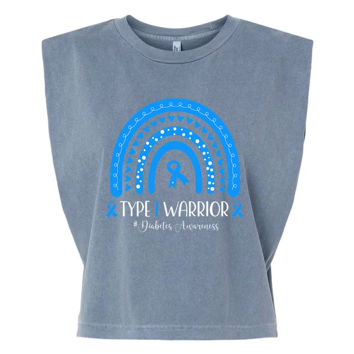 Diabetes Awareness Type 1 Warrior T1D Blue Ribbon Garment-Dyed Women's Muscle Tee