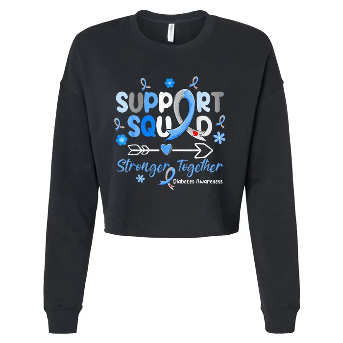 Diabetes Awareness Type 1 2  Support Squad Cropped Pullover Crew