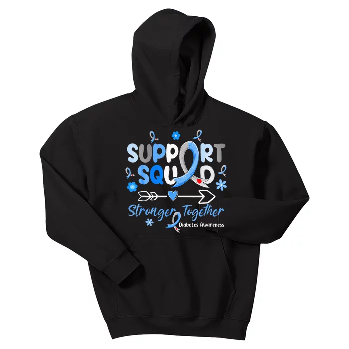 Diabetes Awareness Type 1 2  Support Squad Kids Hoodie