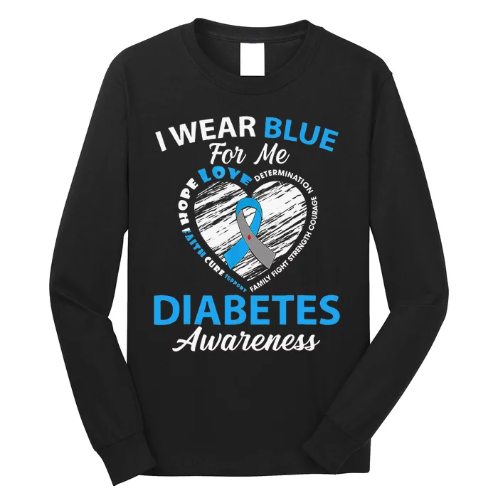 Diabetes Awareness Type 1 2  In November We Wear Blue Long Sleeve Shirt