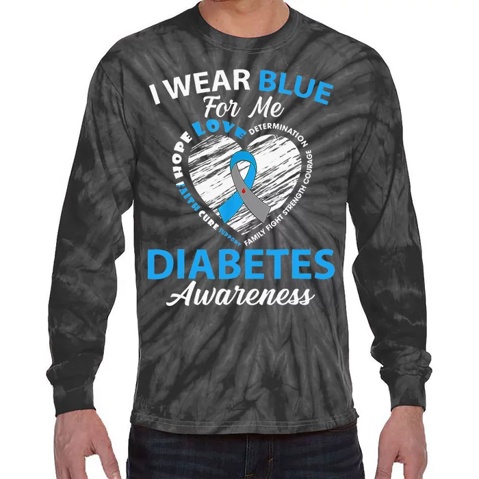 Diabetes Awareness Type 1 2  In November We Wear Blue Tie-Dye Long Sleeve Shirt