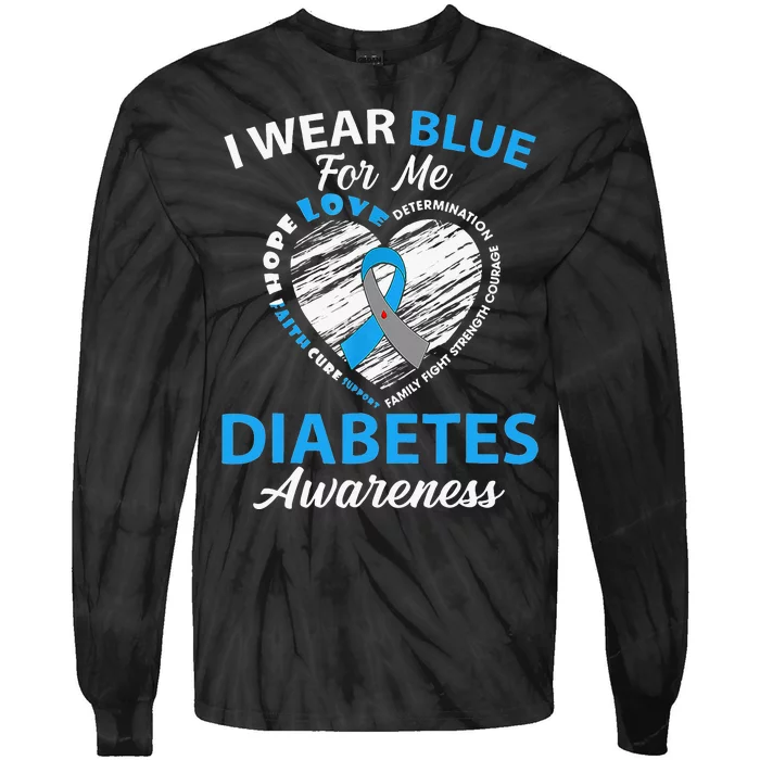 Diabetes Awareness Type 1 2  In November We Wear Blue Tie-Dye Long Sleeve Shirt