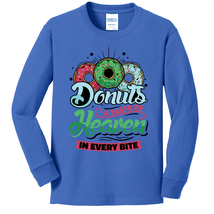 Donuts A Taste Of Heaven In Every Bite Donuts Gift Kids Long Sleeve Shirt