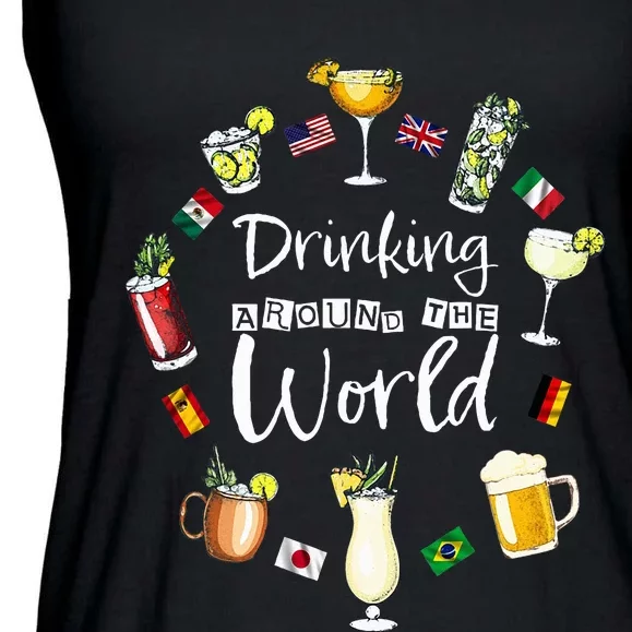 Drinking Around The World Vacation Drinking Showcase Ladies Essential Flowy Tank