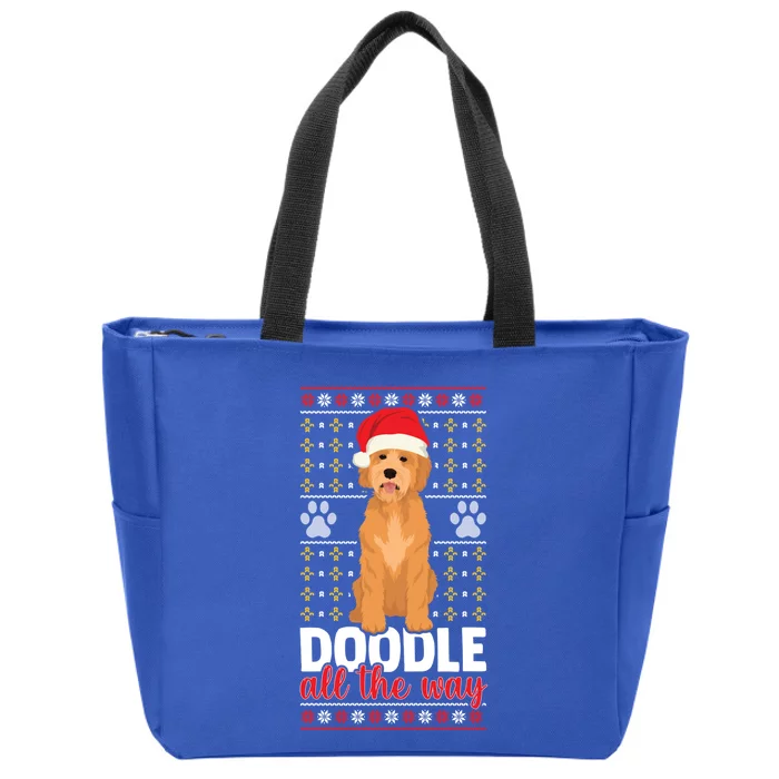 Doodle All The Way Funny Goldendoodle Santa Hat Christmas Cool Gift Zip Tote Bag