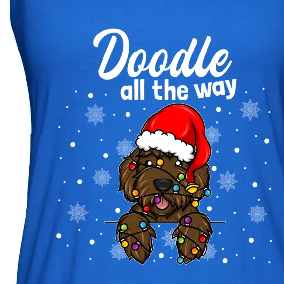 Doodle All The Way Labradoodle Santa Claus Hat Christmas Gift Ladies Essential Flowy Tank