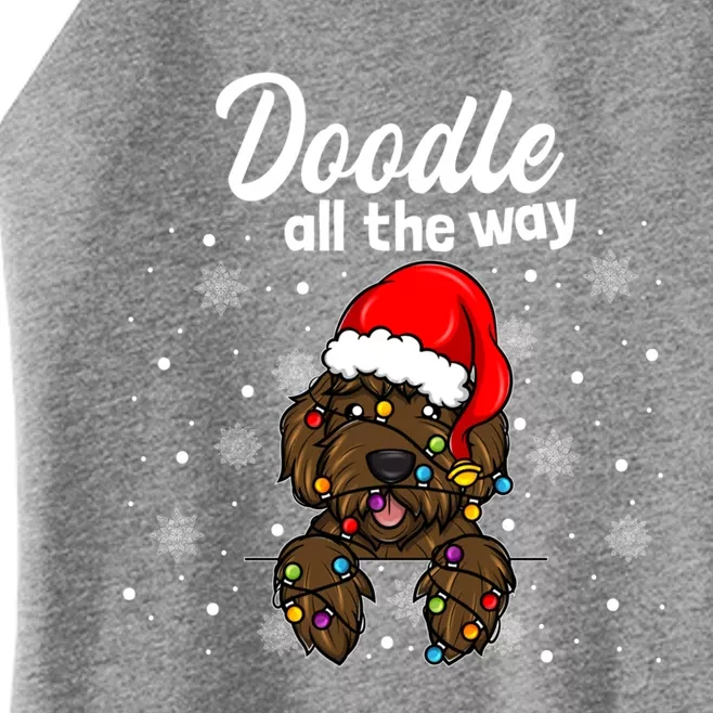 Doodle All The Way Labradoodle Santa Claus Hat Christmas Gift Women’s Perfect Tri Rocker Tank