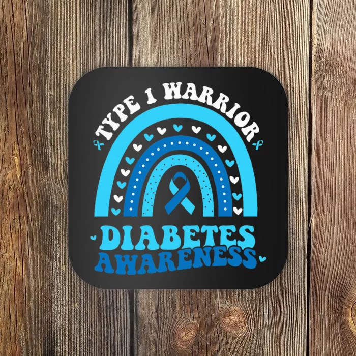 Diabetes Awareness Type 1 Warrior T1D Blue Ribbon Coaster