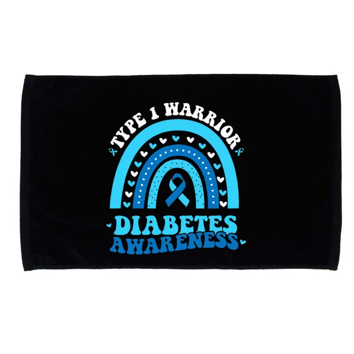 Diabetes Awareness Type 1 Warrior T1D Blue Ribbon Microfiber Hand Towel