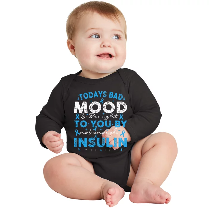 Diabetes Awareness Type 1 2 Diabetic T1D T2D blue Baby Long Sleeve Bodysuit