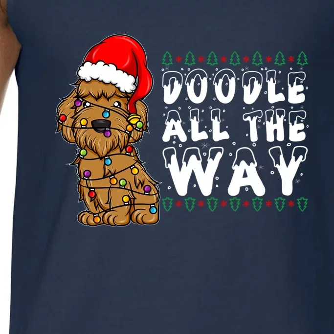 Doodle All The Way Goldendoodle Santa Hat Christmas Gift Comfort Colors® Tank Top