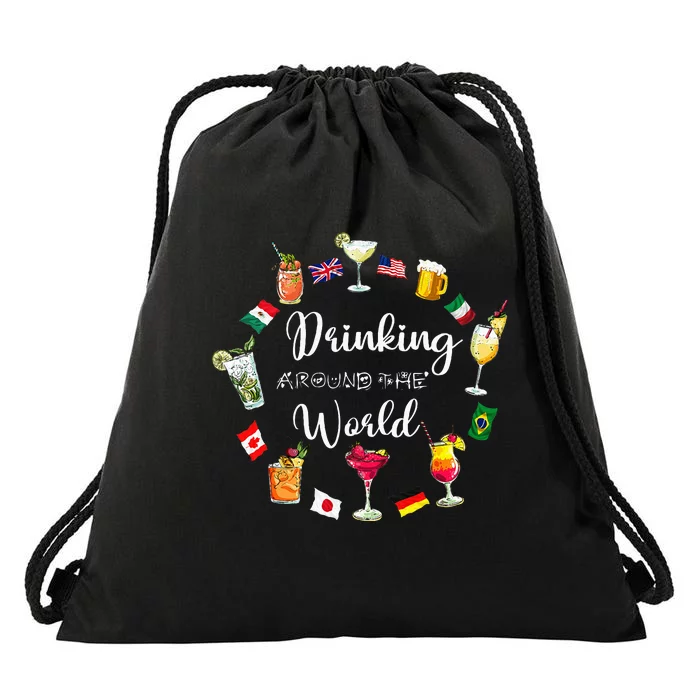 Drinking Around The World Vacation Drinking Showcase Drawstring Bag