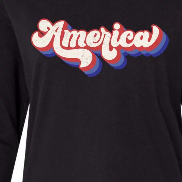 Distressed America Usa 4th Of July Retro Independence Day Gift Womens Cotton Relaxed Long Sleeve T-Shirt