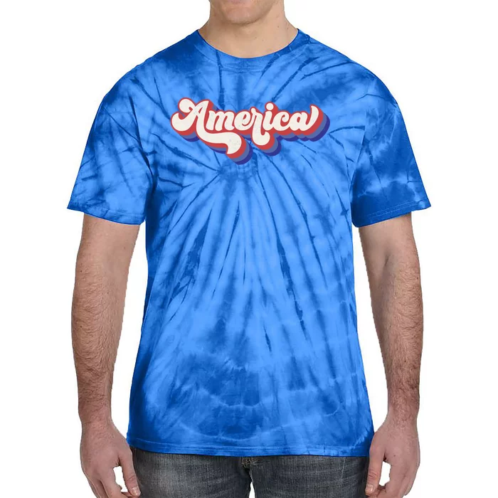 Distressed America Usa 4th Of July Retro Independence Day Gift Tie-Dye T-Shirt