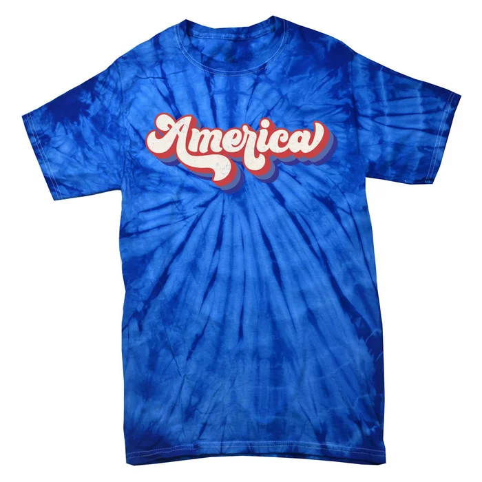 Distressed America Usa 4th Of July Retro Independence Day Gift Tie-Dye T-Shirt