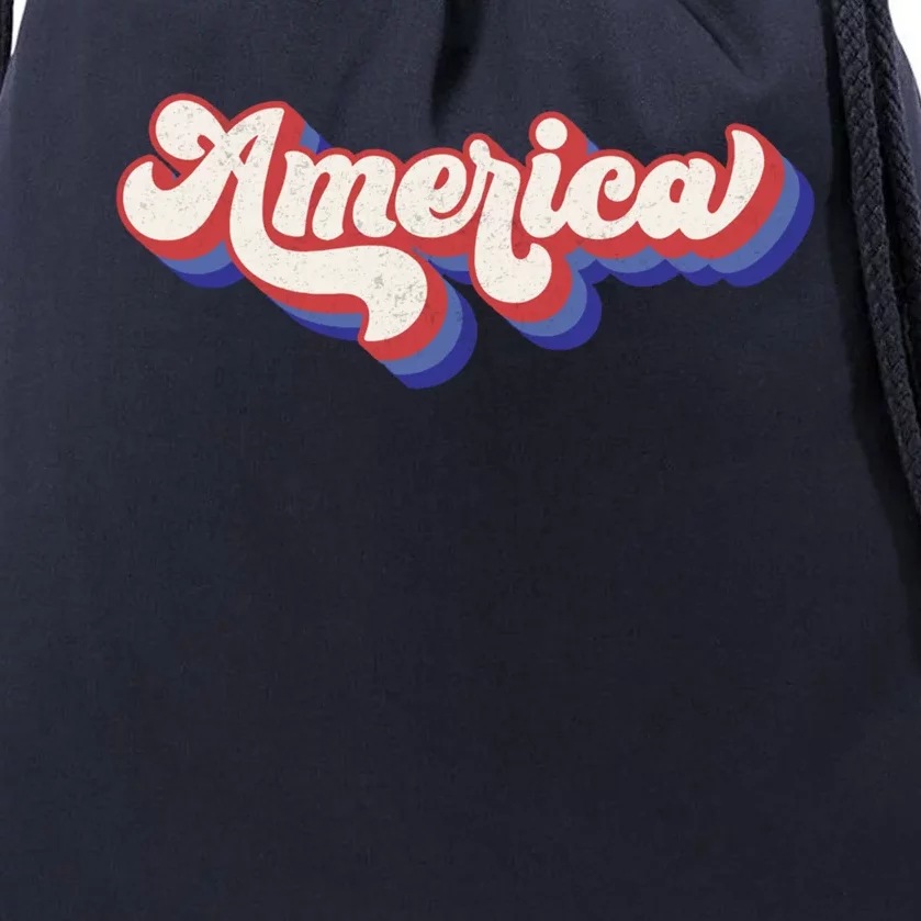 Distressed America Usa 4th Of July Retro Independence Day Gift Drawstring Bag