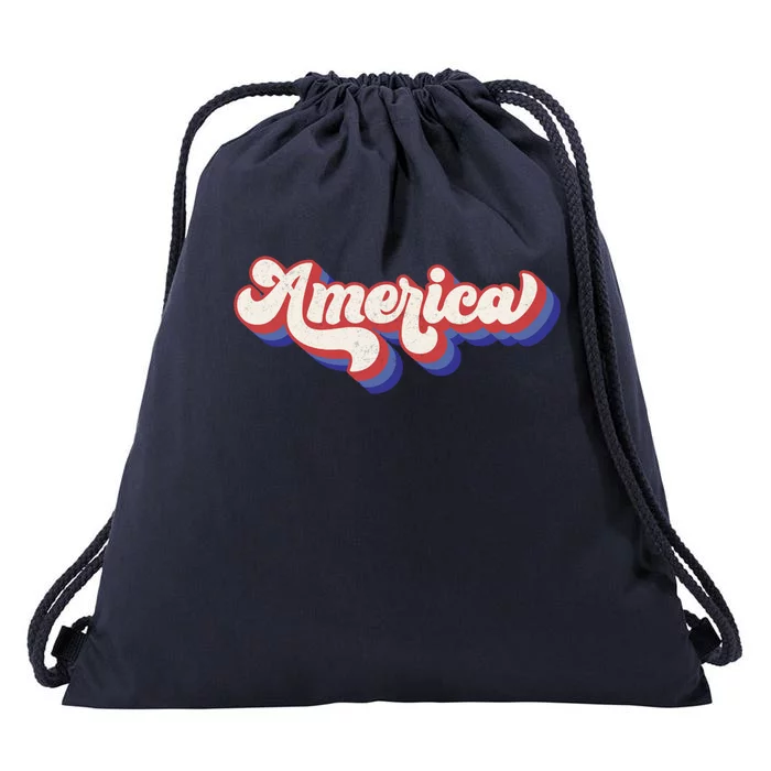 Distressed America Usa 4th Of July Retro Independence Day Gift Drawstring Bag