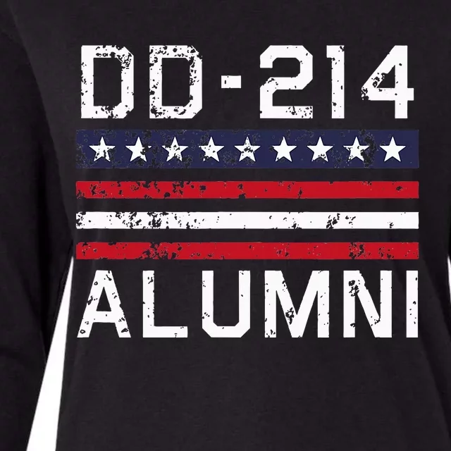 Dd214 Alumni Us Military Veteran Alumni Served Flag Womens Cotton Relaxed Long Sleeve T-Shirt