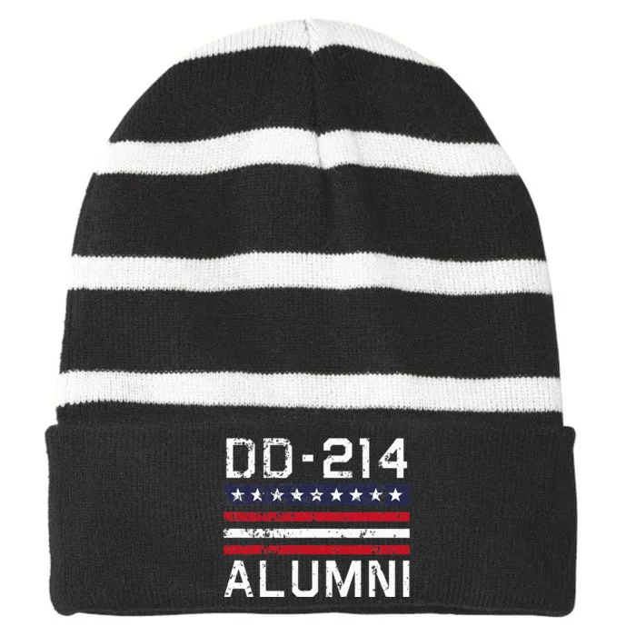 Dd214 Alumni Us Military Veteran Alumni Served Flag Striped Beanie with Solid Band