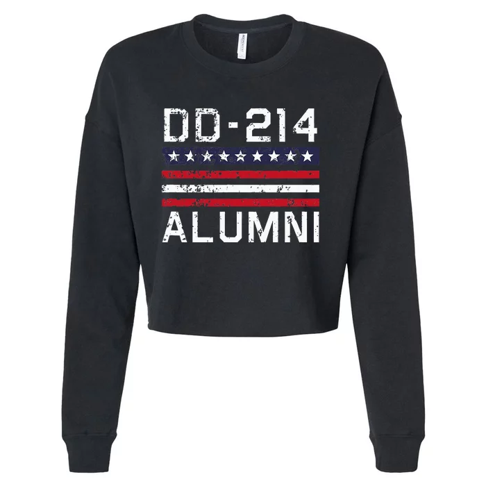 Dd214 Alumni Us Military Veteran Alumni Served Flag Cropped Pullover Crew