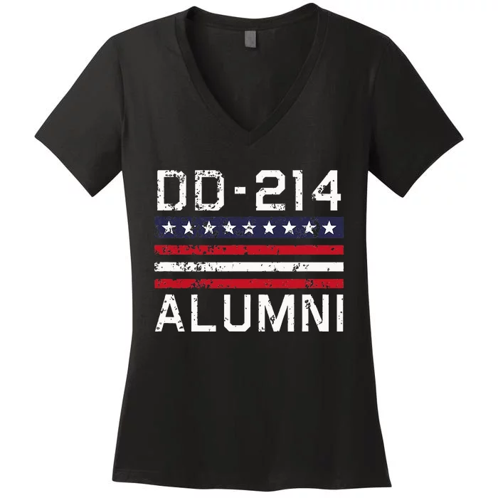 Dd214 Alumni Us Military Veteran Alumni Served Flag Women's V-Neck T-Shirt