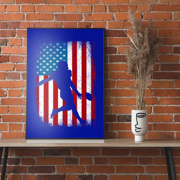 Distressed American Us Flag Vintage Football Gift Cute Gift Poster