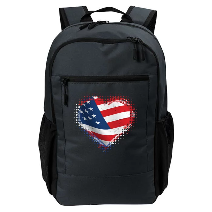 Distressed American USA Flag Heart Daily Commute Backpack