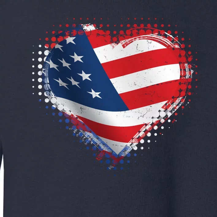 Distressed American USA Flag Heart Toddler Sweatshirt