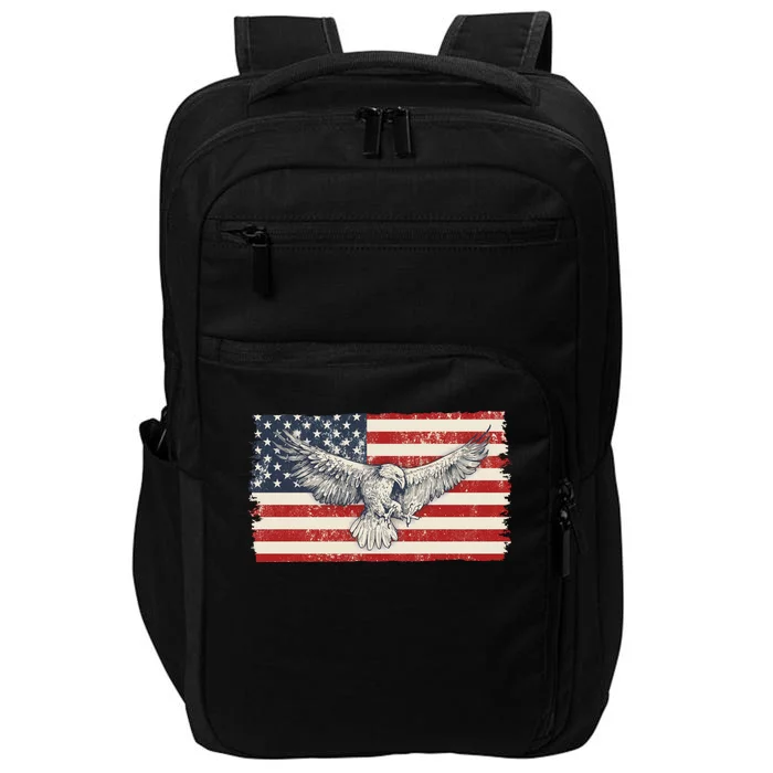 Distressed American USA Flag Eagle Impact Tech Backpack