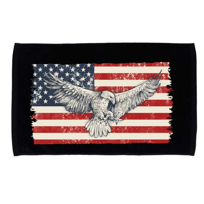 Distressed American USA Flag Eagle Microfiber Hand Towel