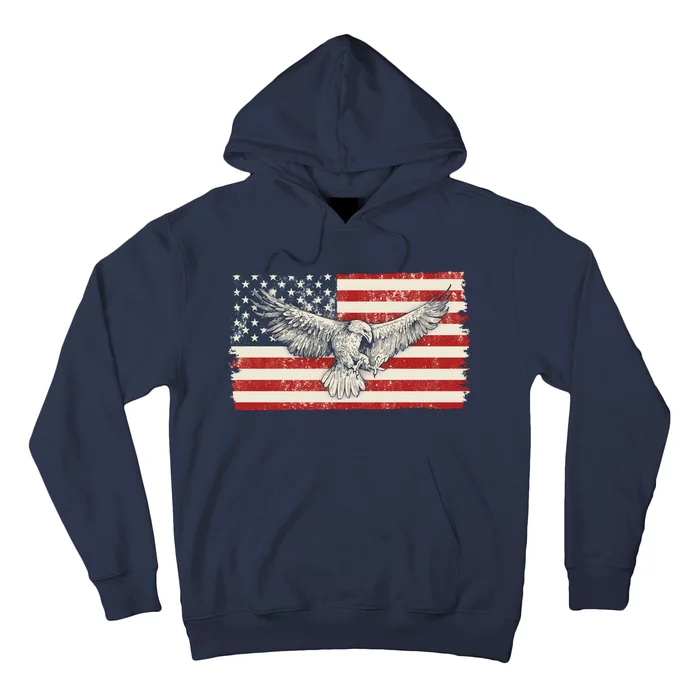 Distressed American USA Flag Eagle Hoodie