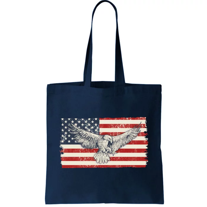 Distressed American USA Flag Eagle Tote Bag