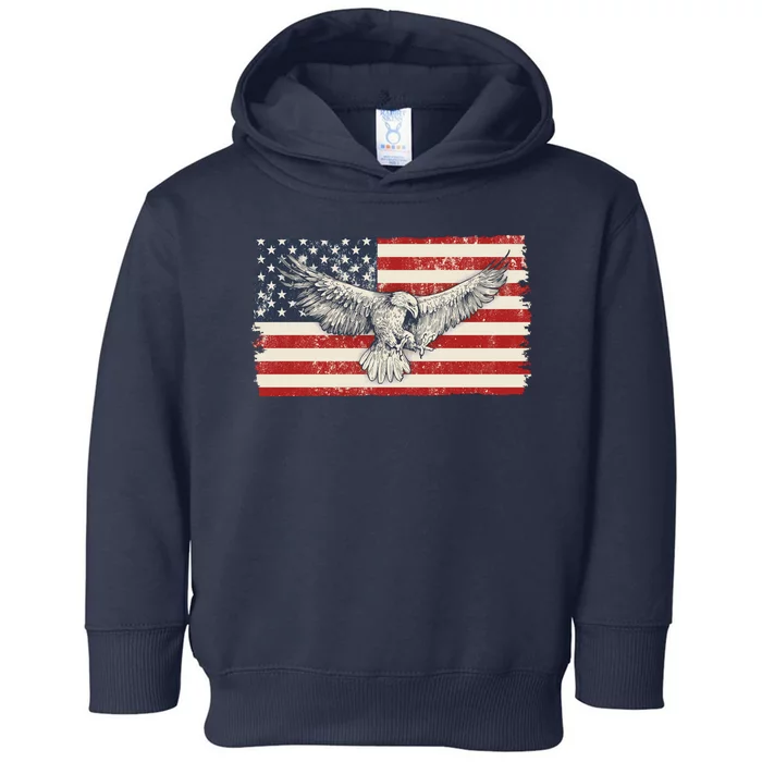 Distressed American USA Flag Eagle Toddler Hoodie