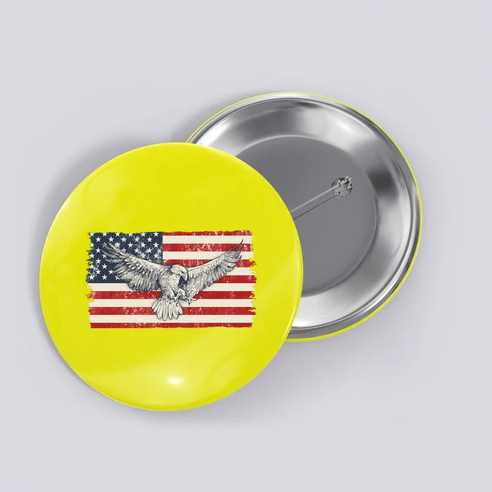 Distressed American USA Flag Eagle Button