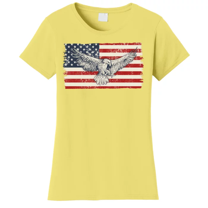 Distressed American USA Flag Eagle Women's T-Shirt