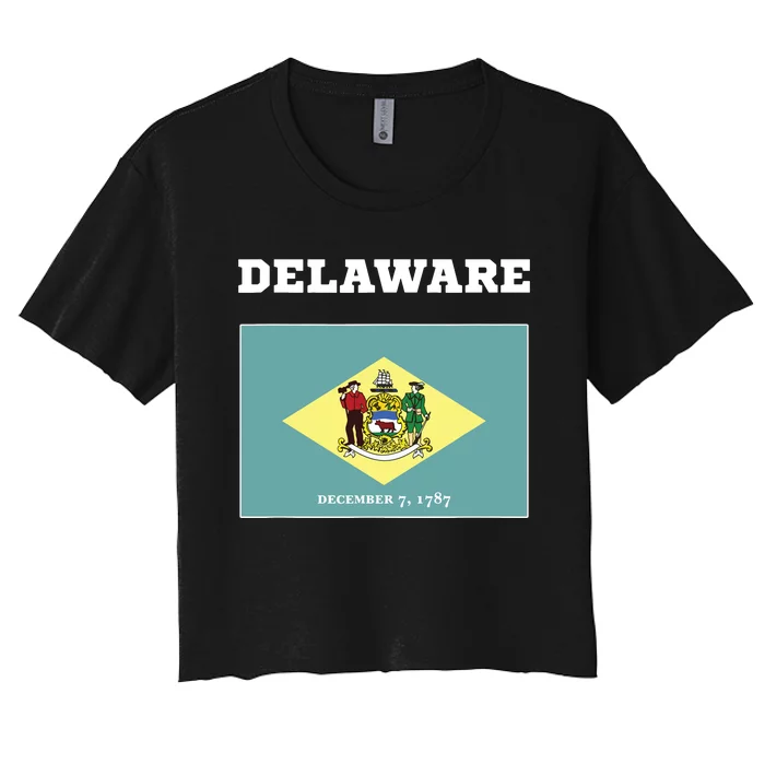 Delaware American Usa Top Travel Flag Gift Women's Crop Top Tee