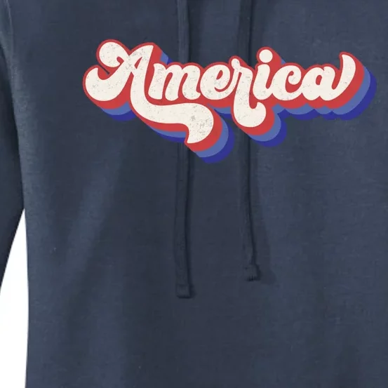 Distressed America Usa 4th Of July Retro Independence Day Gift Women's Pullover Hoodie