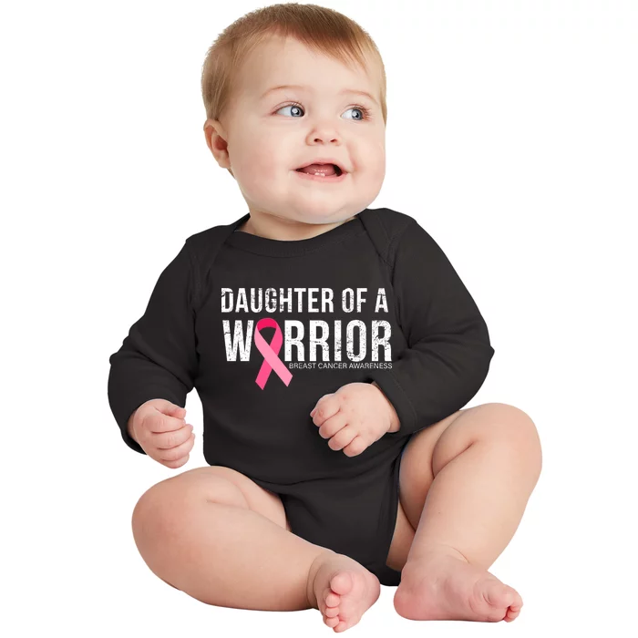 Daughter Of A Warrior Breast Cancer Awareness Baby Long Sleeve Bodysuit