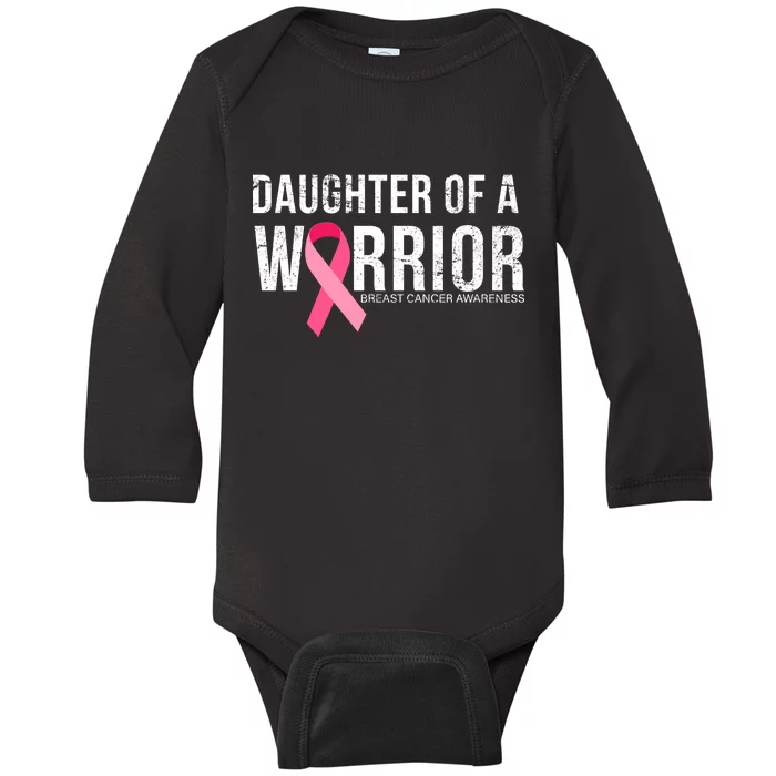 Daughter Of A Warrior Breast Cancer Awareness Baby Long Sleeve Bodysuit