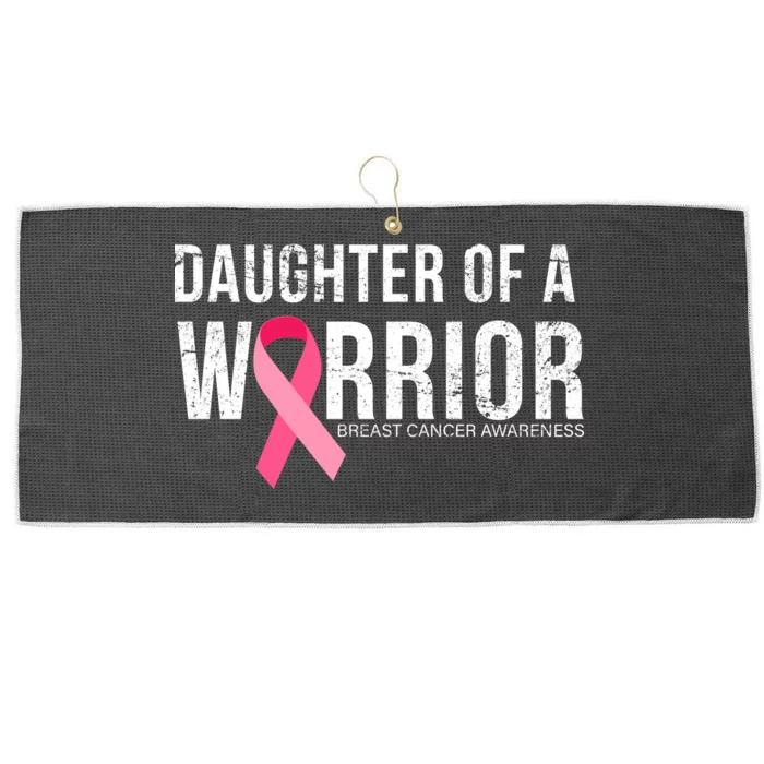 Daughter Of A Warrior Breast Cancer Awareness Large Microfiber Waffle Golf Towel