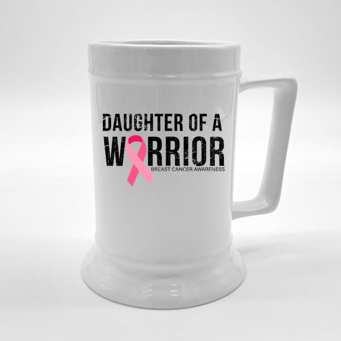 Daughter Of A Warrior Breast Cancer Awareness Front & Back Beer Stein