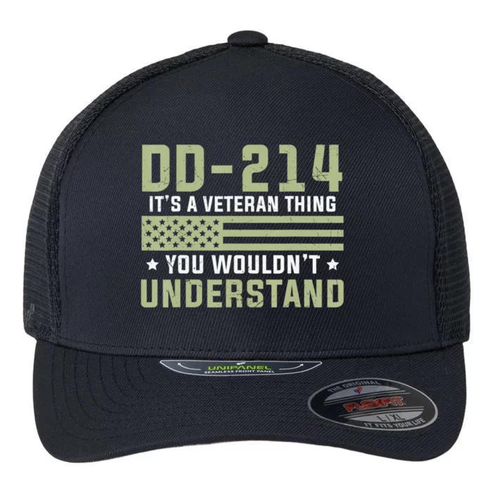 Dd214 Alumni Veteran U.S. Flag Soldier Flexfit Unipanel Trucker Cap