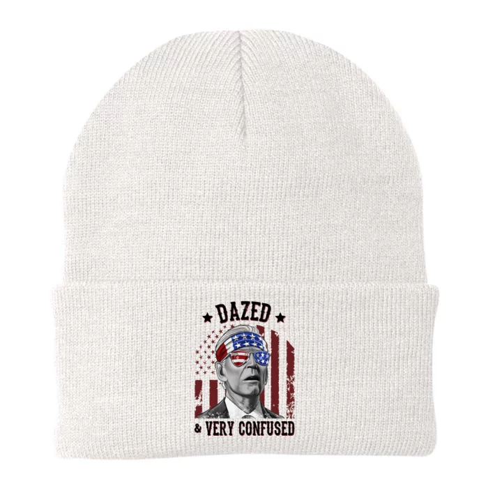 Dazed And Very Confused Biden Funny 4th Of July Knit Cap Winter Beanie