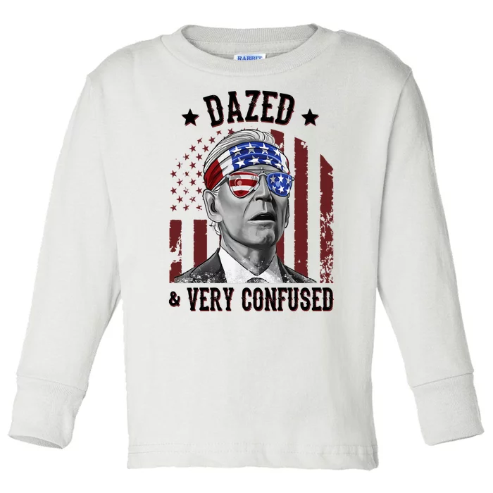 Dazed And Very Confused Biden Funny 4th Of July Toddler Long Sleeve Shirt