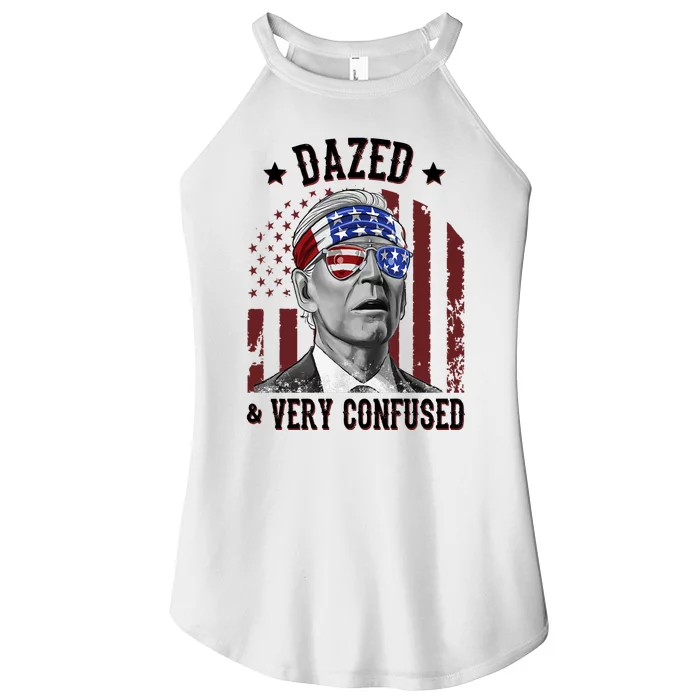 Dazed And Very Confused Biden Funny 4th Of July Women’s Perfect Tri Rocker Tank