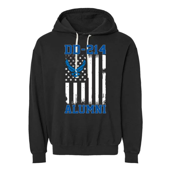 DD214 Alumni Veteran Vintage American Flag Garment-Dyed Fleece Hoodie