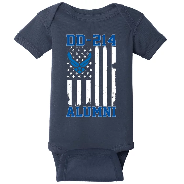 DD214 Alumni Veteran Vintage American Flag Baby Bodysuit