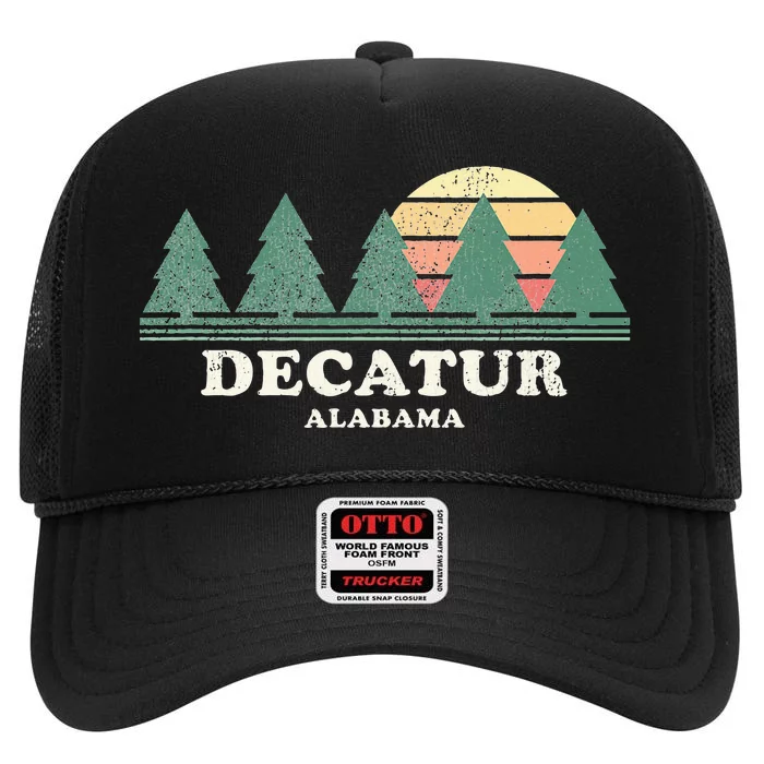 Decatur Al Vintage Throwback Retro 70s Design High Crown Mesh Trucker Hat